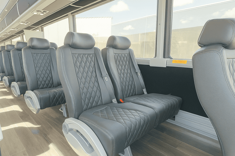 interior of Bus Rental Company Costa Mesa charter bus